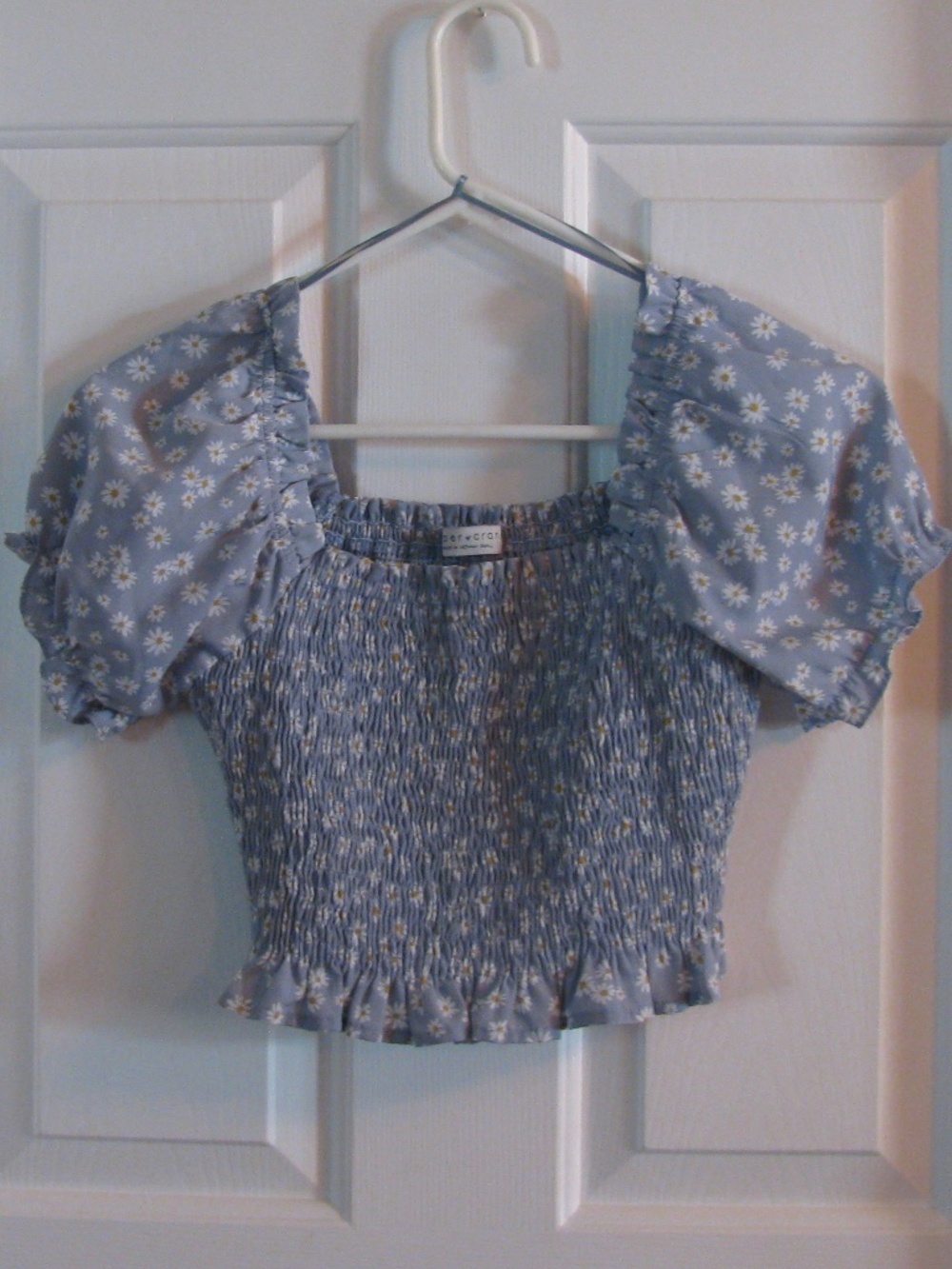 Paper Crane crop Top blue flowers
